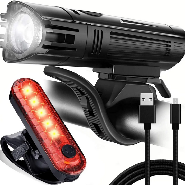 GlowRide™ LED Fahrradlicht Set – USB & Wasserdicht