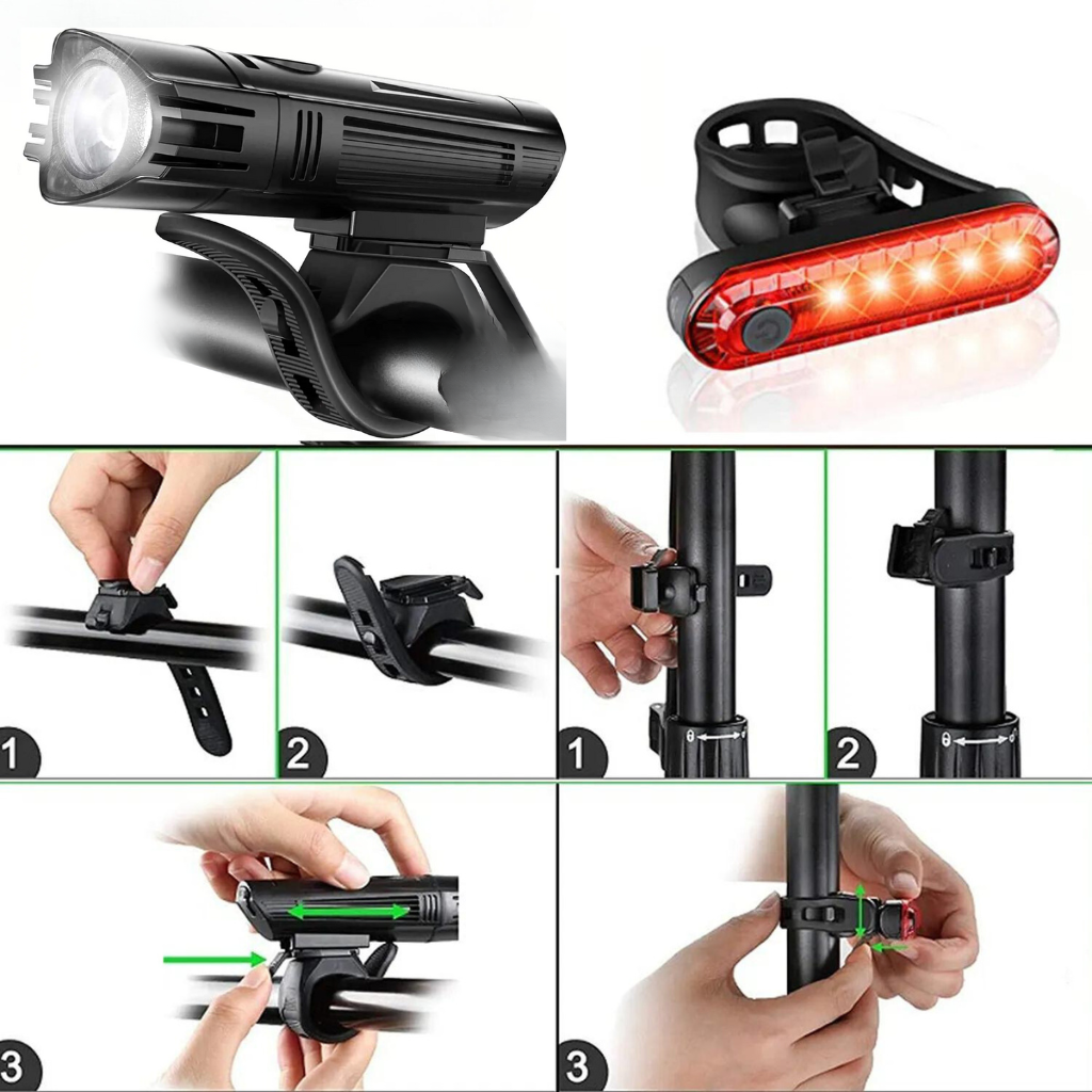 GlowRide™ LED Fahrradlicht Set – USB & Wasserdicht